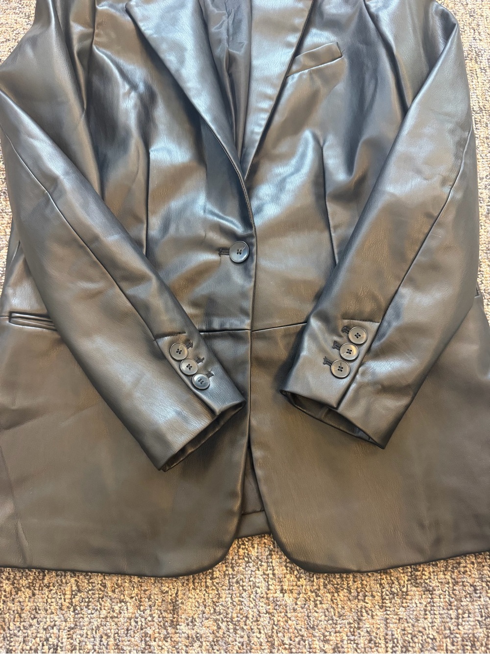 Zara Black Faux Leather Single-Button Blazer Women’s Size XS - Picture 9 of 10